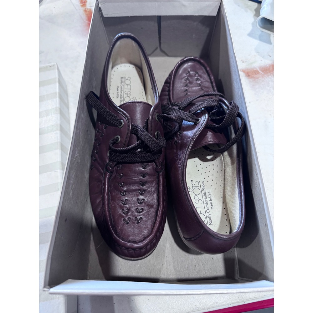 Softspots Bonnie Brown Leather Oxfords Lace Up Comfort Shoes Womens 7.5 M USA